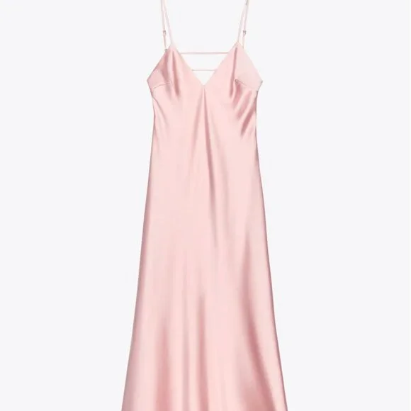ZARA Satin Midi Dress – Pastel Pink – Size L – New (No Tags) 🎀 - Picture 5 of 13